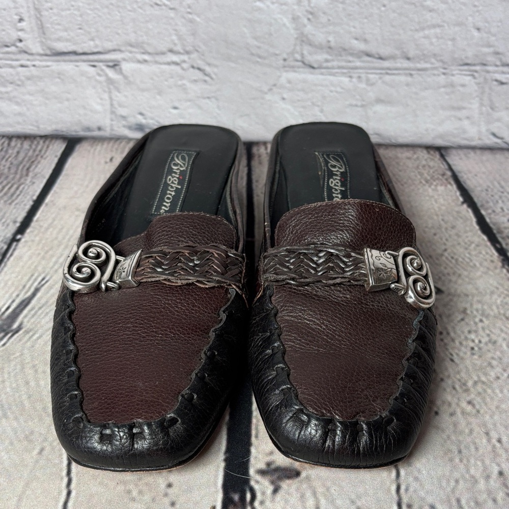 Brighton Black and Brown Leather Flats